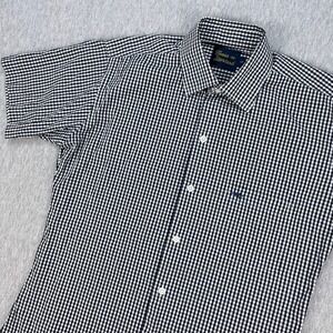 Texas Standard Gingham Short Sleeve Shirt Mens S Navy/White Seersucker *READ*
